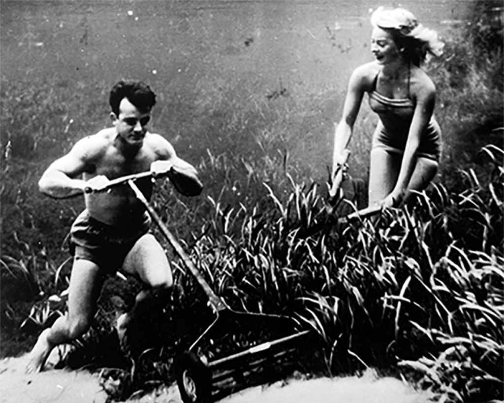 Untitled (Mowing Eel Grass) by Bruce Mozert, Silver Springs Publicity Still, circa 1950. Gelatin silver print, 16 by 20 inches. Collection of Lisa Stone ©Estate of Robert Bruce Mozert.